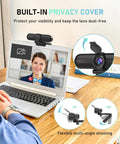 4K Auto Focus USB Web Cam With Dual Mics And Quick Privacy Flip Hella Crisp Video for seamless video calls on laptop.