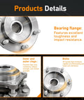 Front Wheel Hub Bearing Assembly 6 Lug With ABS For 4X4 Toyota 4Runner 2003 To 2020, Tacoma 2005 To 2020, FJ Cruiser 2007 To 2014, 515040 OEM Replacement, 4WD Only, Built For Tough Trails, close-up of bearing flange details.