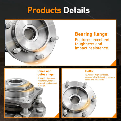 Front Wheel Hub Bearing Assembly 6 Lug With ABS For 4X4 Toyota 4Runner 2003 To 2020, Tacoma 2005 To 2020, FJ Cruiser 2007 To 2014, 515040 OEM Replacement, 4WD Only, Built For Tough Trails, close-up of bearing flange details.