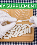Size 0 Empty Vegan Capsules Kit for DIY Supplements Clear Plant Based Caps Gluten Free Non GMO Halal Certified 100 Count With 2 Spoons For Easy Filling And Your Own Custom Health Hack with capsules on table and spoon