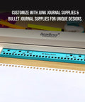 30 Hole Discbound Hole Punch For Custom Planners And Notebooks on a desk, showing adjustable puncher and durable metal build.