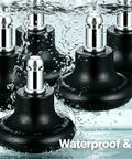 Set Of 5 Premium Bell Glides For Office Chair Caster Replacement, black glides submerged in water with chrome tops.