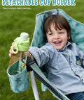 Child using Kids Hammock Chair Foldable With Stand, Portable Camping Swing Chair With Cup Holder, Easy Setup For Travel, Green, Outdoors