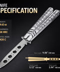 Balisong Trainer Knife Safe Practice Blade With Sure Spring Latch, Silver Stainless Steel Fidget Toy For CSGO Fans