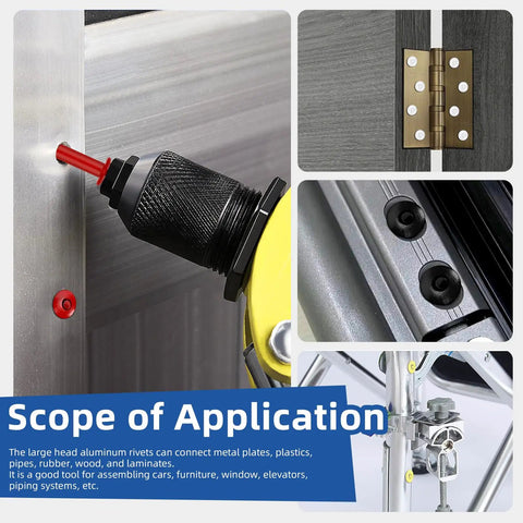 130 Piece White Aluminum Blind Rivet Kit With 7 Sizes, Steel Mandrel Pop Rivets Assortment for metal, furniture, automotive projects, application examples