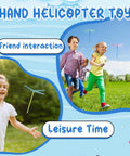 Kids playing with Flying Helicopter Toys Set With 50 Propellers And 50 Rods, outdoor fun for kids aged 4-8, safe plastic design.