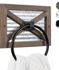 Rustic Farmhouse Towel Holder For Bathroom Wall Mounted Rack With Galvanized Metal Ring Western Themed Hand Towel Holder