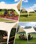Big Camping Tarp Canopy With Poles 14.8 By 9.8 Feet Waterproof Tent Shelter For 6 To 8 People as picnic, rain, hammock shelter