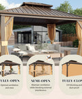 Sturdy 12 By 14 Ft Gazebo With Double Galvanized Steel Roof Aluminum Frame Curtains And Netting Included Outdoor Patio Pergola