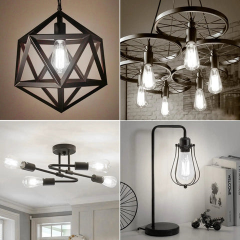 Vintage LED Edison Bulbs ST58 6W Equivalent 60W High Brightness Daylight 4000K 95 Plus CRI 900 Lumens E26 in various fixtures