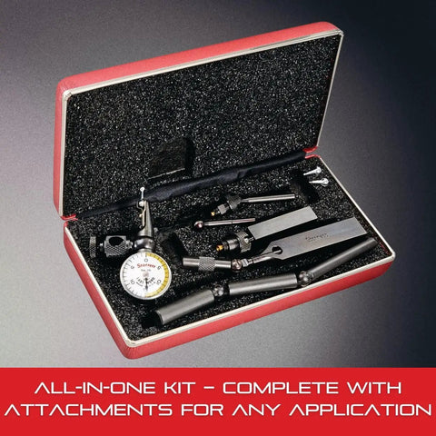 Last Word Dial Test Indicator With All Attachments Pro Grade Precision For Quick Height, Depth, And Width Checks, 0-15-0 Dial Reading,.0005 Graduation,.030 Range, White Half Shaded Face