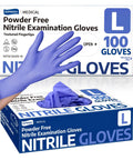 Large Powder Free Latex Free Nitrile Exam Gloves Legit Top Grade Comfort And Snap Tight Grip For Clinical Work Or Daily Tasks With Solid Tactile Feedback And No Sweat Easy Removal with box and gloves.