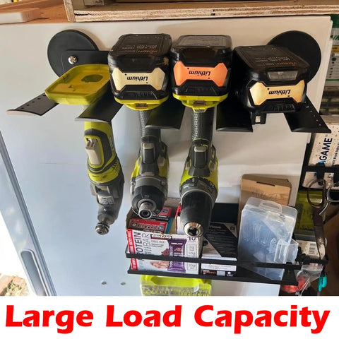 Heavy Duty Magnetic Tool Rack With Four Slots For Garage And Workshop Storage Magnetic Mount Shelves For Power Tools Like Drills And Saws Anti Slip Holding Pro Grade Organizer Or Wall Mount For Metal Surfaces Ideal For Home Or Shop