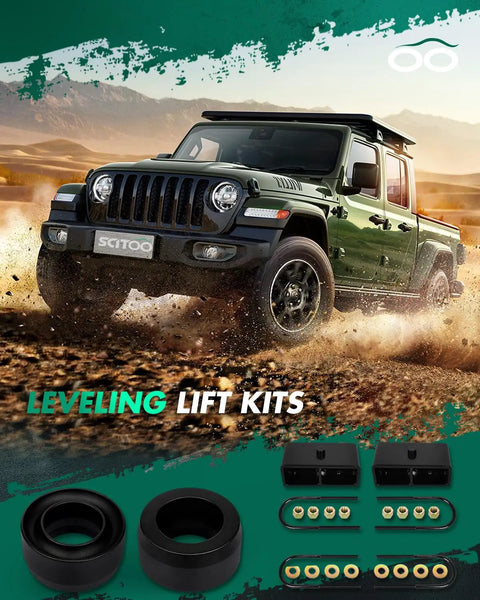 Jeep driving on rough terrain with 3 Inch Front And 2 Inch Rear Leveling Lift Kit For Ram 2500 2011 3500 2011 Dodge Ram parts shown.