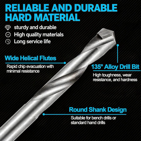 13 Piece Tungsten Steel Cemented Carbide Twist Drill Bit Set For Metalworking Cast Iron And Iron Plate 3mm To 15mm includes 13 bits