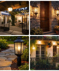 E12 Outdoor Dusk To Dawn Light Bulbs C35 B11 5W 60W Equivalent 500LM 2700K Soft White Photocell Sensor illuminating various outdoor areas