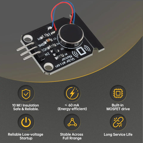 Five Pack PWM Vibration Motor Switch Module For Three Point Three Volt To Five Volt DC Systems 9000 RPM With Strong Vibration Feedback And Low Power Draw Plus Integrated MOS Amplification, close-up PCB