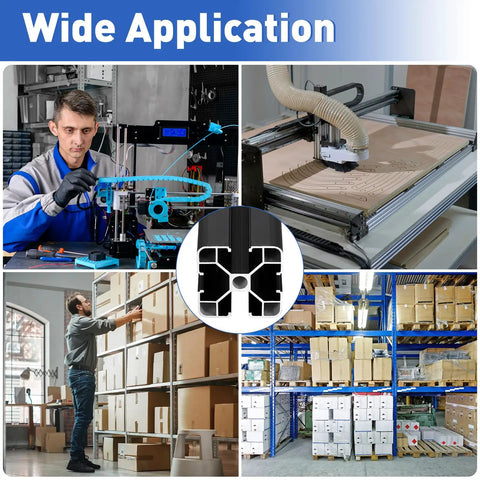 Wide application of Two Piece 4040 Aluminum Extrusion Profiles Six Inch Linear Rail in various workshop settings.