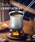 Stainless Steel Coffee Warmer 22oz With Ergonomic Hanging Handle For Turkish And Greek Coffee Lovers, Also A Butter Warmer