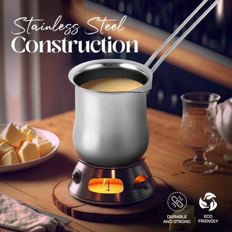 Stainless Steel Coffee Warmer 22oz With Ergonomic Hanging Handle For Turkish And Greek Coffee Lovers, Also A Butter Warmer