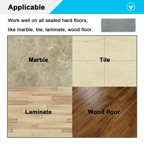 Image showing 12 Pack Washable Reusable Wet Mopping Pads For iRobot Braava Jet M6 Series applicable on marble, tile, laminate, wood floors.