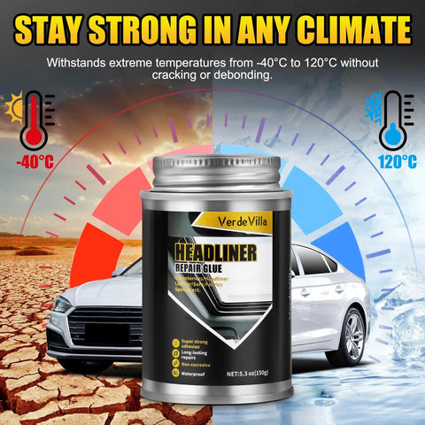 Headliner Repair Kit With Brush Adhesive For Cars, Heavy Duty Quick Bond For Fabric Leather Plastic Roof Liners, 150ml