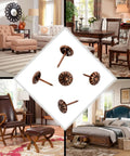 Killer Red Copper Upholstery Tacks With Classic Daisy Pattern For Furniture Restoration 100 Piece Pack displayed in various home settings.
