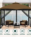Universal Replacement Mosquito Netting For 10x10 Gazebos with Four Panel Sidewalls and Zippers on outdoor gazebo in garden
