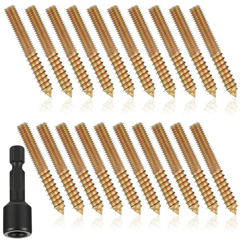 20 Piece Heavy Duty Hanger Bolts Set For Outdoor Wood Furniture Tapping Screws Double End Carbon Steel Hardware Five Sixteenths By Eighteen Threads Per Inch Two Inches Long For Strong Wood Joints And Deck Installations