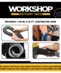 Collage showing 10-foot heavy duty contractor vacuum hose in workshop use.