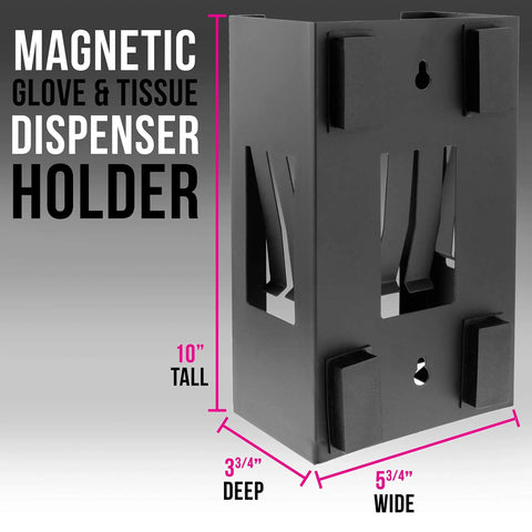 Wall Mount Glove Holder And Dispenser With Magnetic Fit, Universal Tissue Box Holder, 10x5.75x3.75 inches, steel