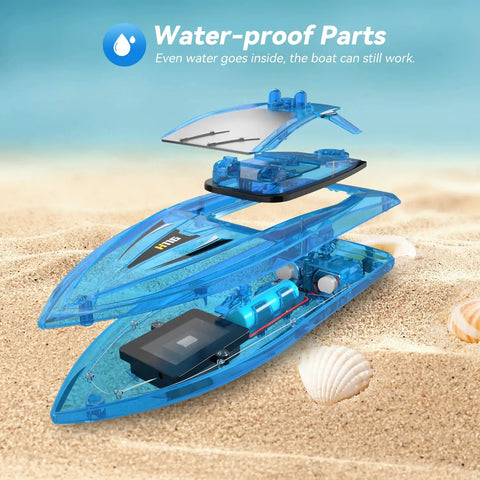 Waterproof parts of Kid Friendly RC Boat For Pool And Lakes Totally Fun Waterproof Remote Control Boat Two Point Four GHz Wireless