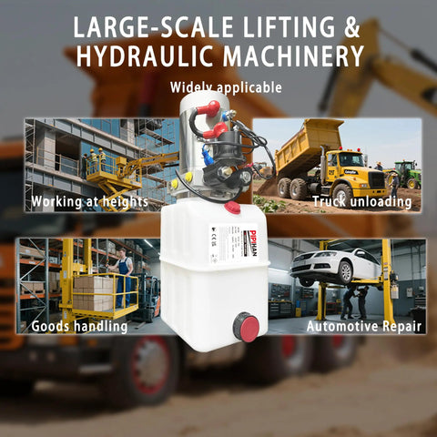 Electric Hydraulic Power Unit Double Acting 6 Quart Pump With Plastic Oil Reservoir for diverse lifting applications.