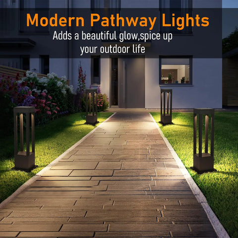 Deck Out Your Curb Appeal With These Sick Outdoor Pathway Lights Featuring High Brightness Led Chips And Weatherproof Design Classic Square Carriage Lanterns Perfect For Driveways And Backyard Walks illuminating a pathway with modern design.