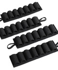 4 Packs 7 Rounds 12 And 20 Gauge Tactical Shotgun Shell Holder Carrier with adhesive side saddle showing elastic loops in black nylon