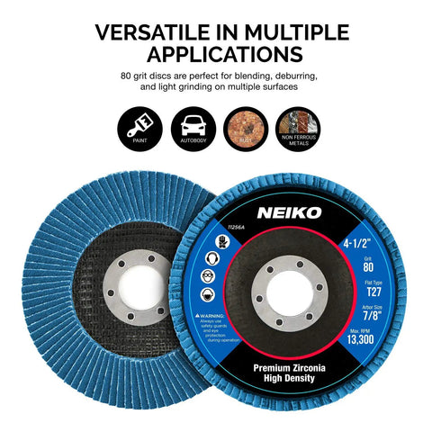 High Density Zirconia Flap Disc For Metal Grinding, 4.5 Inch Diameter, 7/8 Inch Arbor, 80 Grit Flat Type 27, close-up view