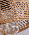 Rustic Hemp Rope Flush Mount Light Fixture Basket showcasing woven design and bulb detail for hallways and kitchens semi flush ceiling light