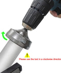 Deburring External Chamfer Tool With Tungsten Blade For Power Drill Fast Burr Removal in use on metal pipe, clockwise direction