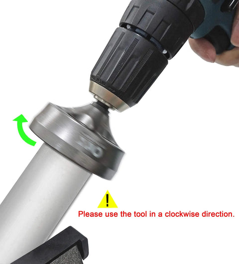 Deburring External Chamfer Tool With Tungsten Blade For Power Drill Fast Burr Removal in use on metal pipe, clockwise direction