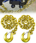 G80 Trailer Safety Chain 35 Inch Tow Chain With 3/8 Clevis Snap Hook 2-Pack Heavy Duty Chain for towing, shown coiled with hooks