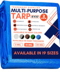 Heavy Duty 10 Mil Waterproof Poly Tarpaulin Tarp For Canopy Tents Boats RV And Pool Covers Multipurpose Outdoor Indoor Tarps With Grommets Extra Thick Yet Lightweight 8 Ft By 10 Ft 2 Pack packaging