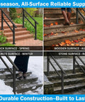 Heavy Duty Metal Handrail For Outdoor Steps Weather Resistant Powder Finish Crushes 600 Pounds Without Breaking A Sweat on various surfaces.
