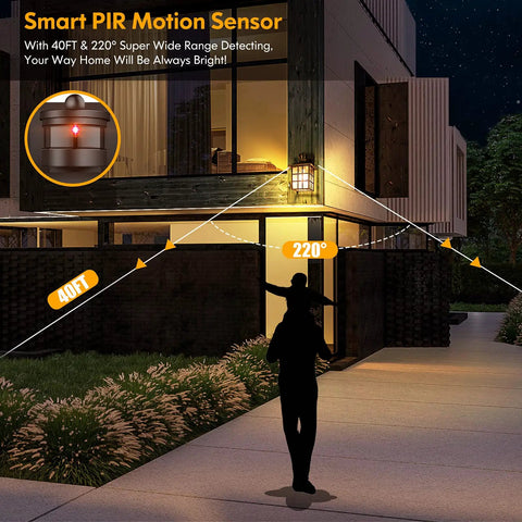 2 Pack Motion Sensor Outdoor Lights With Dusk To Dawn Sensor And Wall Mount Exterior Black Lantern Sconces night detection demo