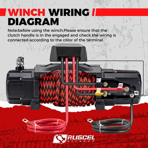 Beefy 13,500 Lb Synthetic Rope Winch For Trucks And SUVs, 12V IP68 Waterproof Motor, Wireless And Wired Remote, Heavy Duty Off Road Tow Winch For Trailers And UTVs Tank Series wiring diagram with red and black cables