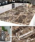 Extra Wide Dark Brown Contact Paper For Countertops No Seam 36 By 197 Inches Waterproof Peel And Stick Vinyl Wrap For Kitchen Islands