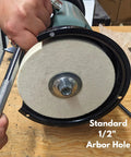 Transform Your Bench Grinder With These Heavy Duty 6 Inch Hard Felt Buff Wheels mounted on a grinder with a standard 1/2 inch arbor.
