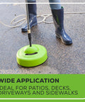 11 Inch Surface Cleaner For Pressure Washers Universal Attachment With 1/4 Inch Quick Connect in use on a wet sidewalk