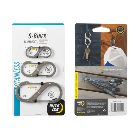SlideLock Dual Locking Carabiner Set Stainless Steel S Biner For Keys And Gear Two Gate Locking Key Holder Carabiner Organizer For Camping Hiking EDC Essentials Assorted Sizes Pack Of Three