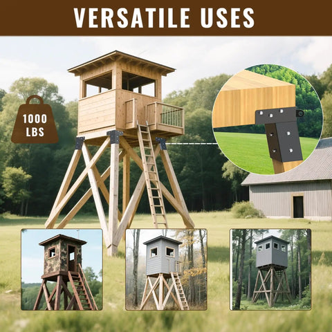 Rock Solid 4x4 Deer Stand Brackets Set Of Four For Deer Blind Platforms With Tilt Angle Support For Hunting Shacks Observation Decks Tree Houses And Outdoor Play Sets