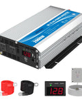 Badass 2000 Watt Power Inverter 12V DC To 110V AC With 4000 Peak Amps, dual outlets, USB ports, and LED display.